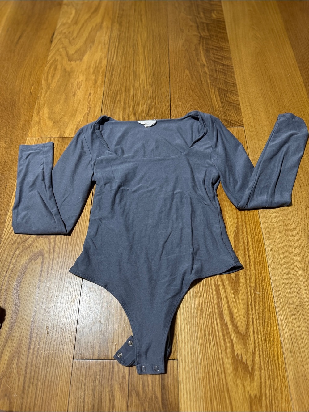 Pink Rose Long Sleeve One-Piece Bodysuit in Slate Gray-Blue